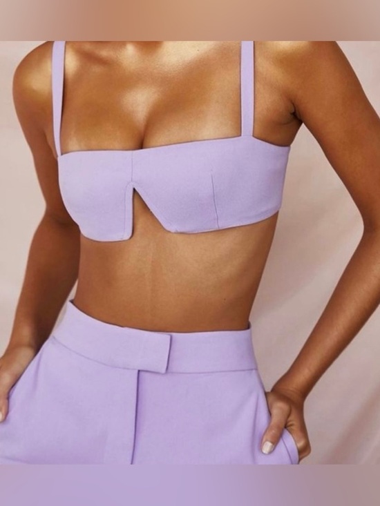 House of CB Tops - House of CB Lilac Structured Crop Top